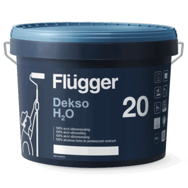 צבע מקומות רטובים נגד עובש Flügger Dekso 20 H2O בגוון לבן  – מיכל 2.8 ליטר