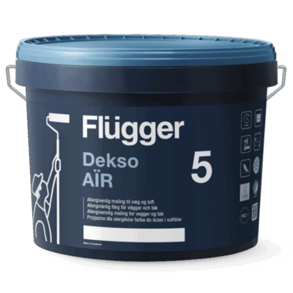 צבע המהקל על אסמטיים ואלרגנים  Flügger Dekso AÏR – בגוון לבן, 10 ליטר