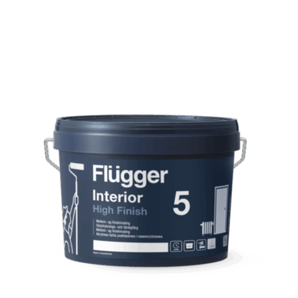 צבע מט נגרות Flügger Interior High Finish 5 – גוון לבן, מיכל 2.8 ליטר